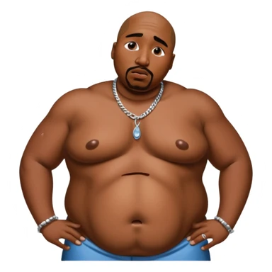 tupac, sobbing large tears, really fat and obese belly sticker