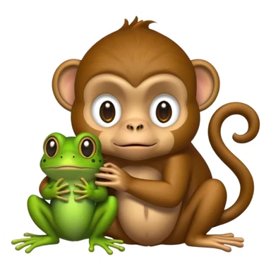 Monkey holding a frog looking guilty sticker