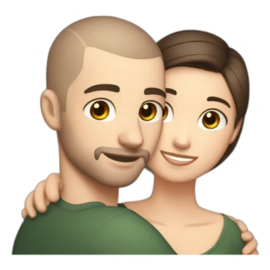 white skin Boyfriend with medium light buzzcut and short dark brown hair girlfriend hugging sticker