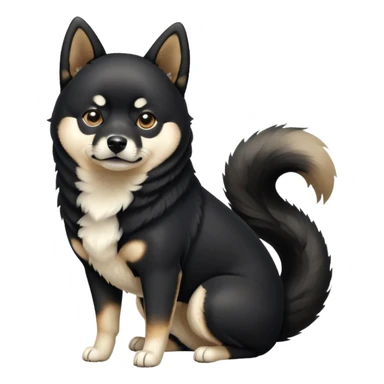 black Shiba Inu dog with pointed ears and curled tail sticker