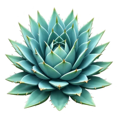 Cinematic Realistic Agave Emoji, Bold and spiky, with long, pointed leaves forming a rosette pattern. The sharp edges and soft blue-green hue exude a sense of rugged beauty and desert resilience. Soft glowing outline, capturing the essence of survival and strength in a striking agave plant! sticker
