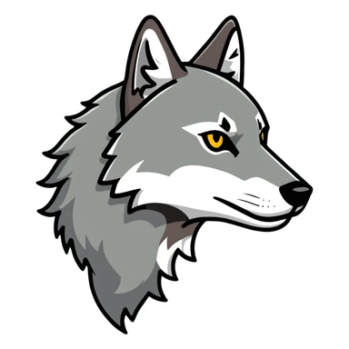 wolf head in profile view, side view of wolf face sticker