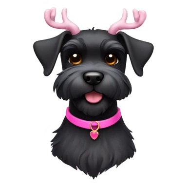 Black mini schnauzer with pink collar and antlers sticker