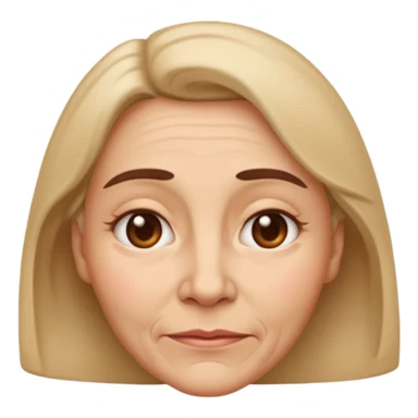woman emoji with facial sagging, neutral expression, loose skin on cheeks and jawline sticker