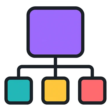 A structured data icon representing a network, clean and modern design, suitable for digital interfaces, purple as main color. sticker