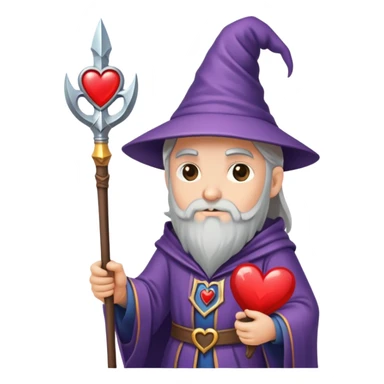 ￼ a wizard, holding a heart spear sticker