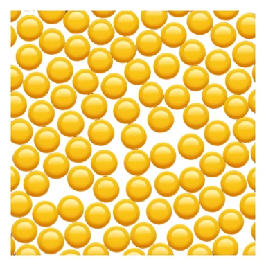 cluster of golden-yellow wax pellets, round and slightly flattened, matte soft surface, smooth uniform texture, like glossy candy drops, apple emoji style, soft lighting, subtle shadows, transparent background, emoji scale sticker