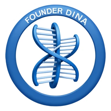 Create a WhatsApp emoji with text "Founder DNA inside" inspired by intel inside logo sticker
