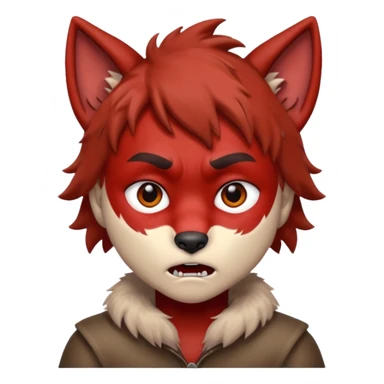 Wolf Boy Red Scared sticker
