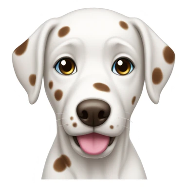a white dog with brown spots with blue eyes and pink nose  sticker
