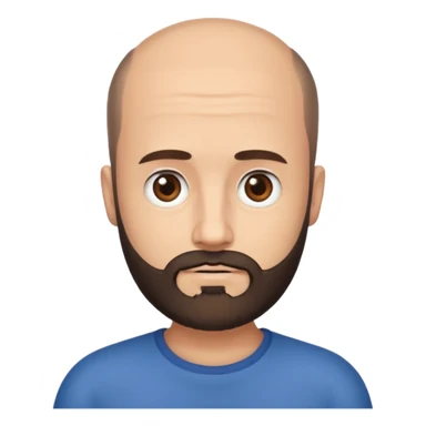 semi balding man with super short hair and has a beard. dark brown eyes and brown beard  sticker