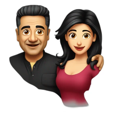Kamal hassan with shruti hassan sticker