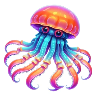 Neon glowing jellyfish-crab-squi sticker