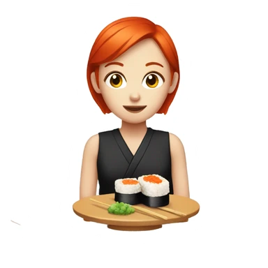 Red head girl eating sushi sticker