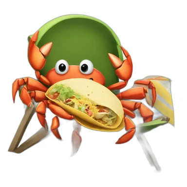 huge crab snuggling with his huge taco in a beach chair sticker