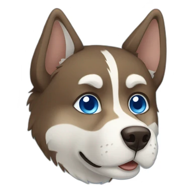 A brown husky with blue eyes and white ears sticker