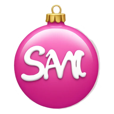 pink ornament with the name sam on it in cursive sticker