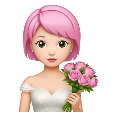 pink short haired bride with bouqet sticker