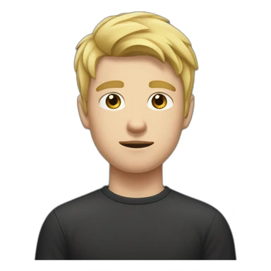 light haired white young man in dark t-shirt with both fists clenched to his forehead in loss sticker