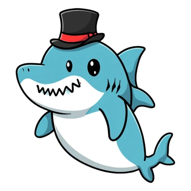 shark wearing a top hat sticker