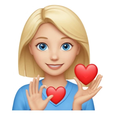 Une femme blonde yeux bleus qui envoi cœur sticker