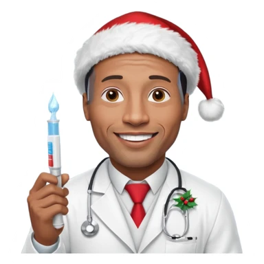 the rock vestido de doctor con una geringa en navidad sticker