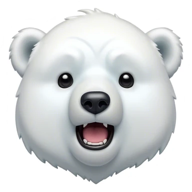 Cinematic Comical Polar Bear Portrait Emoji, Head tilted dramatically with an exaggeratedly shocked expression, featuring a robust, snowy build with wide, comically expressive eyes full of humorous disbelief, Simplified yet hilariously expressive features, highly detailed, glowing with a slightly sassy polar glow, high shine, dramatic yet playful, stylized with an air of quirky arctic attitude, soft glowing outline, capturing the essence of a meme-worthy polar bear that appears ready to side-eye its way into viral fame! sticker