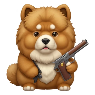 chow chow holding a gun sticker