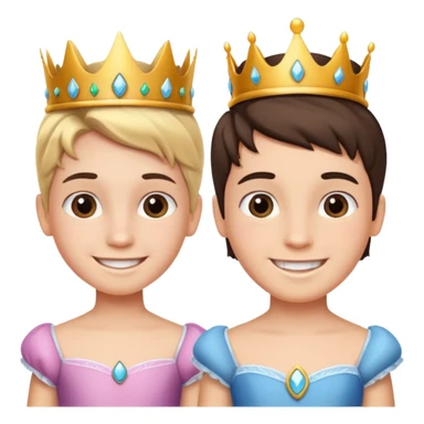 The boy is getting a princess makeover in before and after look  sticker