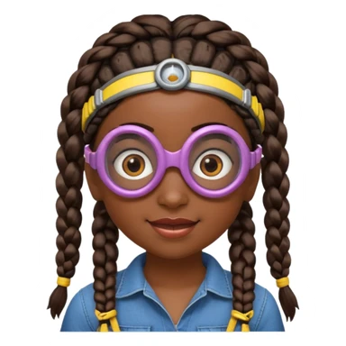 Minion emoji and a smurk like this emoji but a minion so basically that emoji with the goggles and the hair and not a funny head shape 😏  black girl with braids black girl / dark. Skinned girl sticker