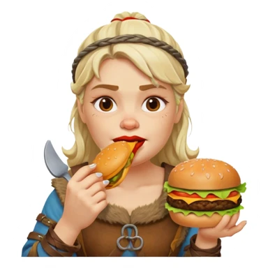 old girl viking eating burger sticker