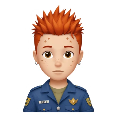 tattoed scout kid, spiky haired with scout uniform sticker