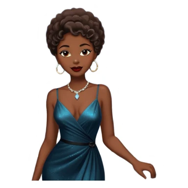 Black female jazz singer outside a jazz club at night in Paris, with city lights and Eiffel Tower in background sticker