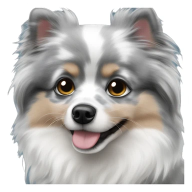 Blue Merle Pomeranian with blue eyes that just happens to have gray and black spots only sticker