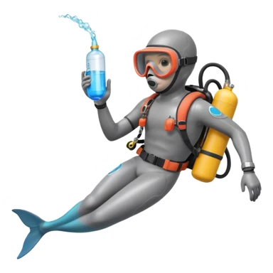 A brave dolphin in diver mask and oxygen tank on its back, exploring coral

 sticker