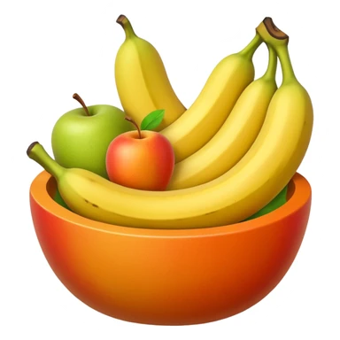 Fruit bowl with banana, apple, pear, orange, carrot sticker