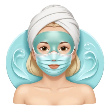 white Lady with face mask spa beauty full face relaxing sticker
