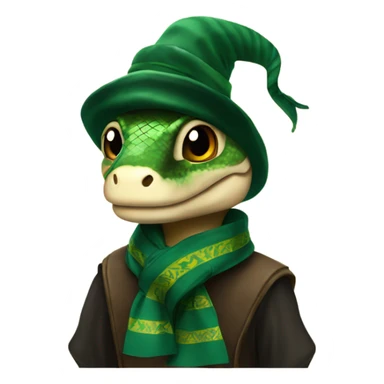 Snake wearing slytherin scarf and hat Hogwarts sticker