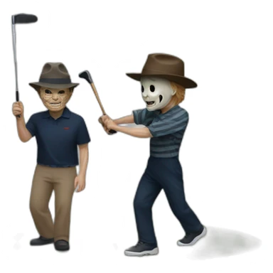 Freddy Kruger  and Michael Myers playing golf sticker