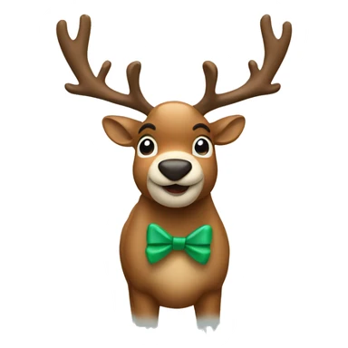 a reindeer with a bow sticker