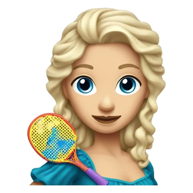 Blonde flamenco dancer with pickleball raquet blue eyes sticker