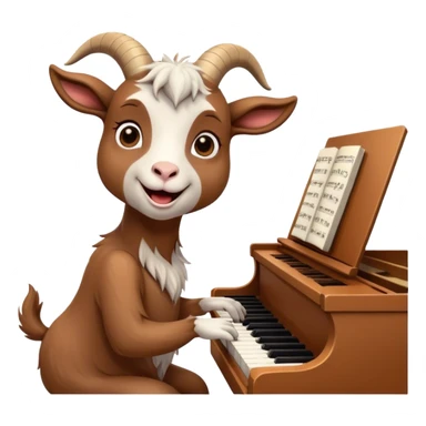 Goat playing piano and singing with heart eyes sticker