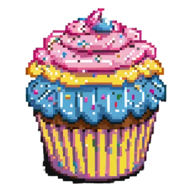 cupcake with pink icing and colorful sprinkles sticker