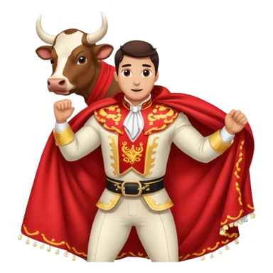 bull fighting where man has red blanket and bull runs past it sticker