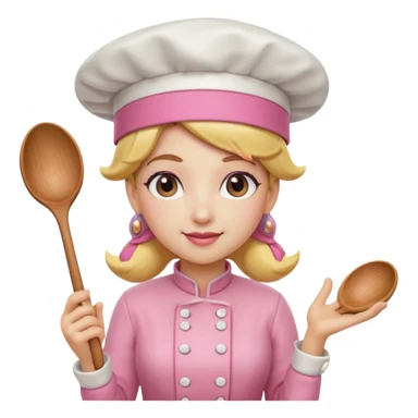 Pink chef hat princess peach with a hand and spoon  sticker