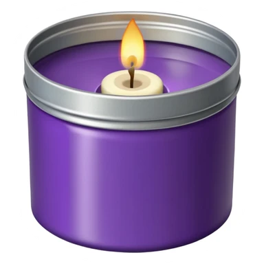 purple candle tin with decorative label sticker
