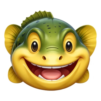 Cross between a happy face emoji and large mouth Bass face  sticker