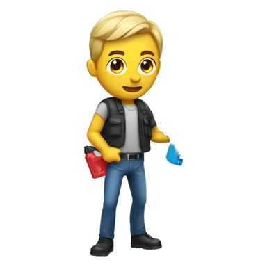 Man with a water gun in his hand sticker