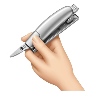 a hand using a nail clipper, cheerful and friendly sticker