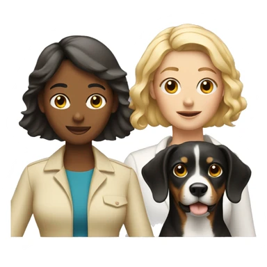 two women with a dog sticker